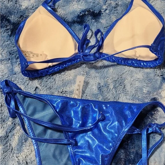 Shiny Blue 2 piece Bikini - Picture 2 of 3